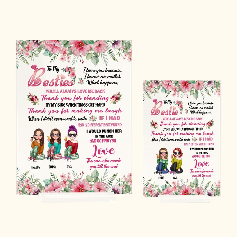 Plaque acrylique personnalisée pour l'amitié BBF Merci Décoration de la maison