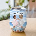 Henkilökohtainen ranta tyttö loma ei sisaret veren mutta sisaret sydämen 12oz viiniä Tumbler Double Wall Vacuum Friendship lahjoja