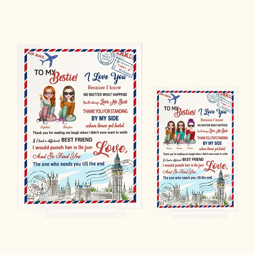 Plaque Décorative en Acrylique Personnalisée avec Nom et Dessin des Filles Amitié en Distance Longue Cadeau Anniversaire pour Meilleures Amies