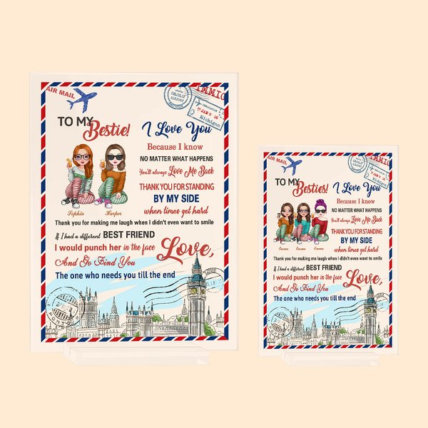 Placa acrílica personalizada To My Besties I Love You Amistad a distancia Regalo de cumpleaños para los mejores amigos