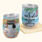 Personlig Inte systrar av blod men systrar av hjärta 12oz vinbehållare för vin kaffe cocktails champagne vänskap gåva