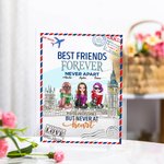 Plaque en Acrylique Personnalisée avec Nom et Dessin des Filles Thème Amitié de Distance Longue Cadeau d'Anniversaire Diplôme pour Meilleure Amie Sœur