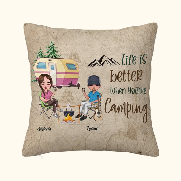 Personalisierte Leben ist besser, wenn Sie Camping Throw Kissen Abdeckung Geburtstag Jahrestag Geschenk für Camping Paar Schlafzimmer Dekor