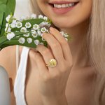 Bague personnalisée avec nom gravé en Zircons Bouquet de fleurs de naissance Bijoux pour femme Cadeau d'anniversaire pour maman grand-mère