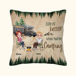 Henkilökohtainen Life Is Better When You're Camping Throw Pillow Cover Syntymäpäivä Anniversary Gift for Camping Couple Lover Sofa Decor