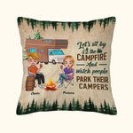 Personalisierte Let's Sit By The Campfire And Watch People Park Their Campers Throw Pillow Cover Gift for Camping Couple Home Decoration