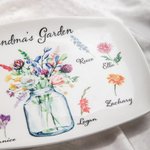Piatto floreale personalizzato del mese di nascita con i nomi dei nipoti Regalo per la festa della mamma e del ringraziamento per la nonna madre