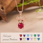 Collana personalizzata in argento Sterling di mucca Highland con pietra di nascita del cuore Regalo per la festa della mamma, compleanno e anniversario per gli amanti delle mucche Highland
