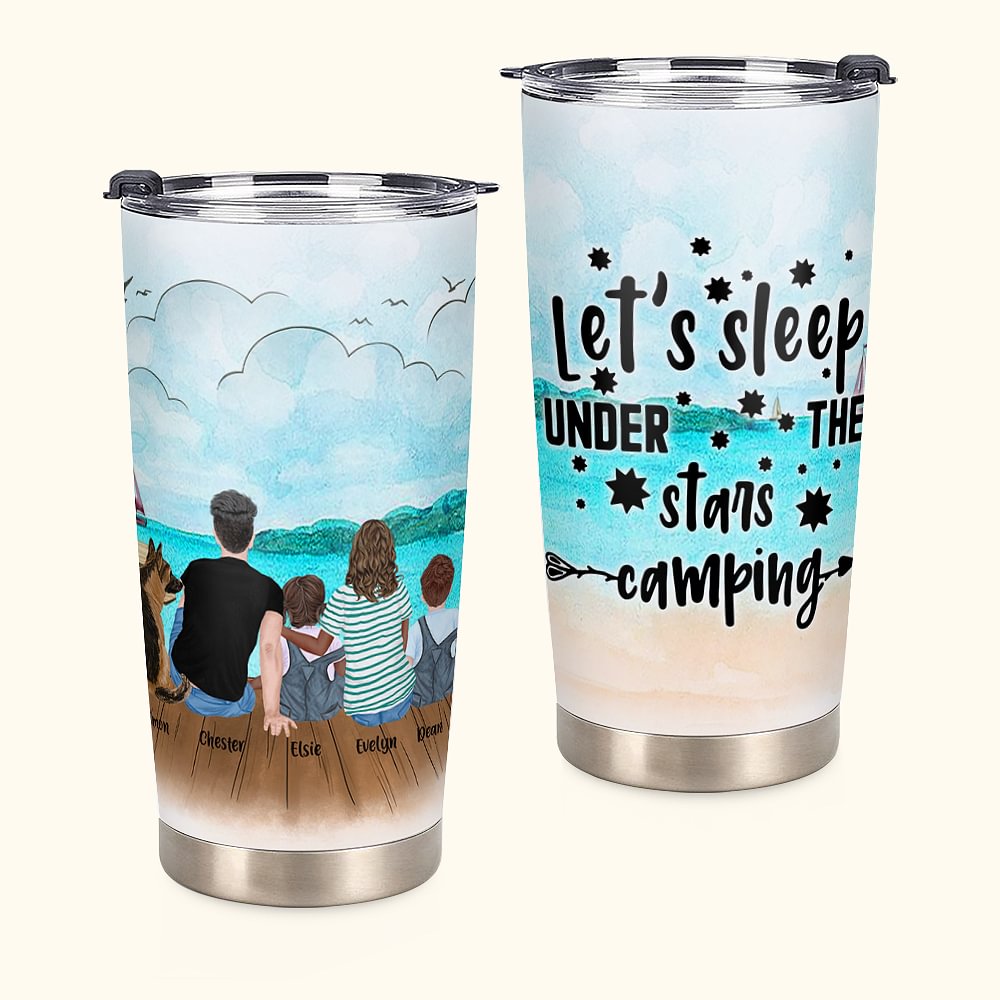 Gobelet personnalisé Sea Beach Family with Pet Camping Quotes 20oz Tumbler Holiday for Hot and Cold Drinks Birthday Gift Anniversary Gift