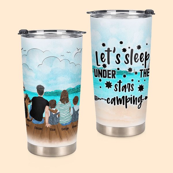 Gepersonaliseerde Zee Strand Familie met Huisdier Camping Quotes 20oz Tumbler Vakantie voor Warme en Koude Dranken Verjaardagscadeau Verjaardagscadeau