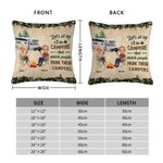 Henkilökohtainen Istutaan leirinuotiolla ja katsellaan, kun ihmiset pysäköivät leirintäautojaan heittää tyynynpäällinen lahja leirintäalueelle parin makuuhuoneen sisustus