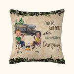 Henkilökohtainen Life Is Better When You're Camping Throw Pillow Cover Syntymäpäivälahja Camping Couple Wife Home Decoration