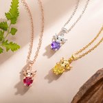 Collana personalizzata in argento Sterling di mucca Highland con pietra di nascita del cuore Regalo per la festa della mamma, compleanno e anniversario per gli amanti delle mucche Highland