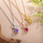 Collana personalizzata in argento Sterling di mucca Highland con pietra di nascita del cuore Regalo per la festa della mamma, compleanno e anniversario per gli amanti delle mucche Highland