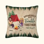 Henkilökohtainen Ilmeisesti olemme ongelmia yhdessä Kuka tiesi heittää tyynyn kansi Camping lahja pariskunnalle Kodin sisustus