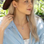 Collana personalizzata in argento Sterling di mucca Highland con pietra di nascita del cuore Regalo per la festa della mamma, compleanno e anniversario per gli amanti delle mucche Highland