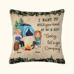 Henkilökohtainen Haluan pitää kättäsi 80 Camping pari Travel Life heittää tyynyn kansi syntymäpäivä vuosipäivä lahja pari Home Decoration