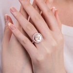 Bague personnalisée avec nom gravé en Zircons Bouquet de fleurs de naissance Bijoux pour femme Cadeau d'anniversaire pour maman grand-mère