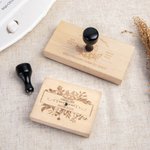 Personalised Engraved Leaf Flower Chicken Nest Farmer Market Wooden Egg Carton Stamp with Handle and Text Birthday Gift for Family Friend