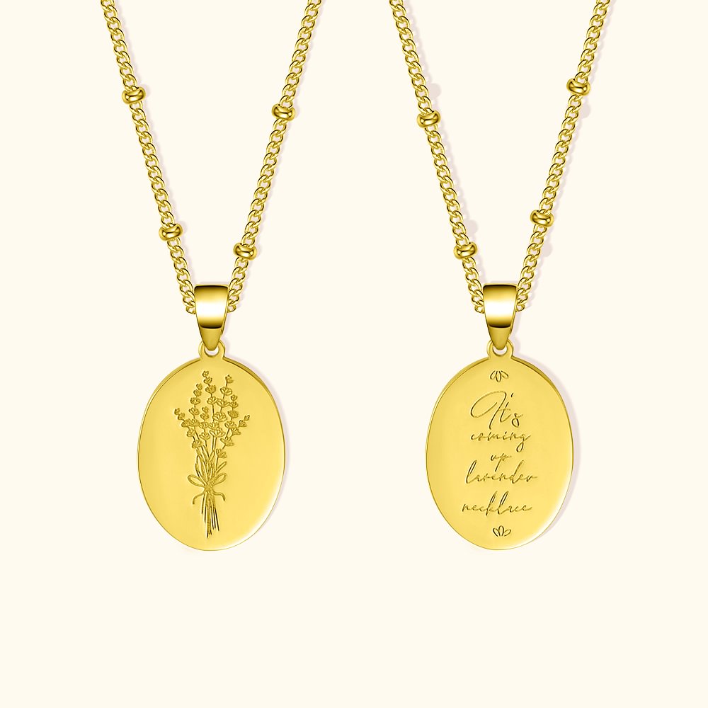 Collier à Personnaliser avec Texte "La lavande fait son apparition" Cadeau d'Anniversaire Fête des Mères Mariage pour Elle
