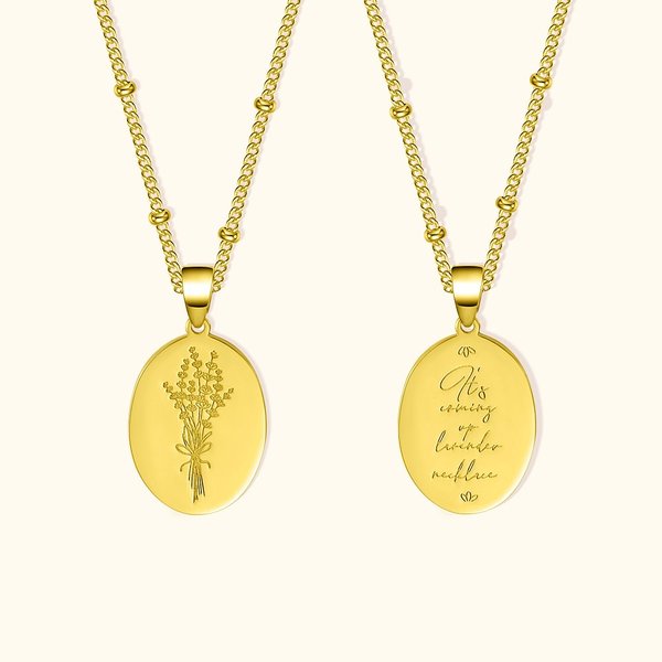 Engraved Lavender Necklace for Her Gift