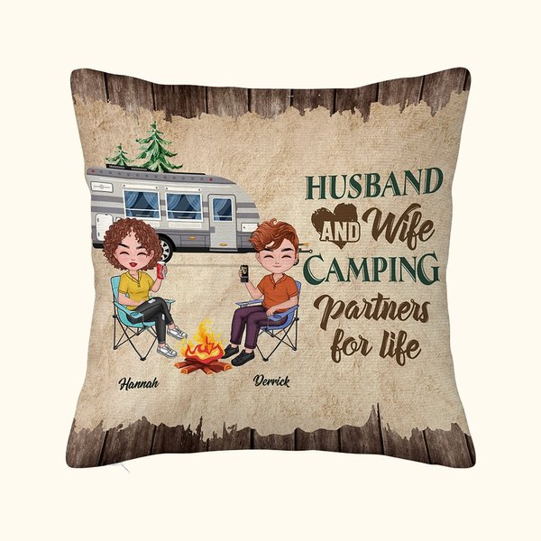 Henkilökohtainen aviomies ja vaimo Camping Partners for Life heittää tyynyn kansi lahja Camping pari huoneen sisustus
