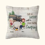Personalized Life Is Better When You're Camping Throw Pillow Cover Birthday Valentine's Day Gift for Camping Couple Home Decoration