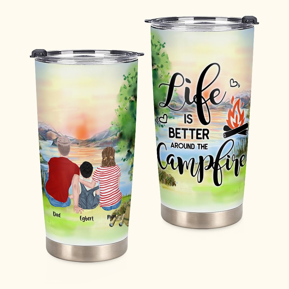 Gobelet personnalisé La vie est meilleure avec la famille Camping Quotes 20oz pour un usage quotidien