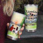 Citations Personnalisées Camping Aventure Famille avec Animaux Tumbler 20oz pour boissons chaudes et froides Cadeau d'Anniversaire