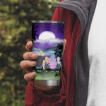 Personliga campingcitat Familj med husdjur Månsken Camping 20oz Tumbler för varma och kalla drycker