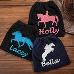 Funda para estribos de equitación personalizada con purpurina y nombre Juego de 2 fundas de protección equina Regalo de cumpleaños para los amantes de
