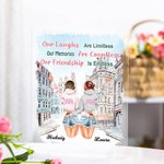 Personifierad Våra skratt är obegränsade Våra minnen är otaliga Vår vänskap är oändlig Akrylplatta Bästa vän gåva Skrivbordsprydnad