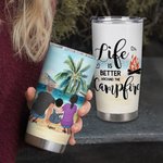 Citazioni personalizzate per il campeggio La vita è migliore intorno al fuoco con la famiglia e gli animali domestici Campeggio sulla spiaggia 20 oz T