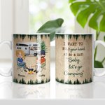 Tasse en céramique blanche personnalisée Baby Let's Go Camping Forest Travel Cadeau pour couple Anniversaire Cadeau de mariage