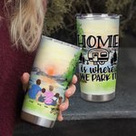 Gepersonaliseerde Camping Quotes Home Is Where We Park It Sunrise Achtergrond 20oz Tumbler voor Dagelijks Gebruik