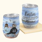 Vaso de Vino Reutilizable con Tapa y Pajita Personalizado Besties Here's To Another Year Of Bonding Over Alcohol Regalo de Cumpleaños Regalo de Amista