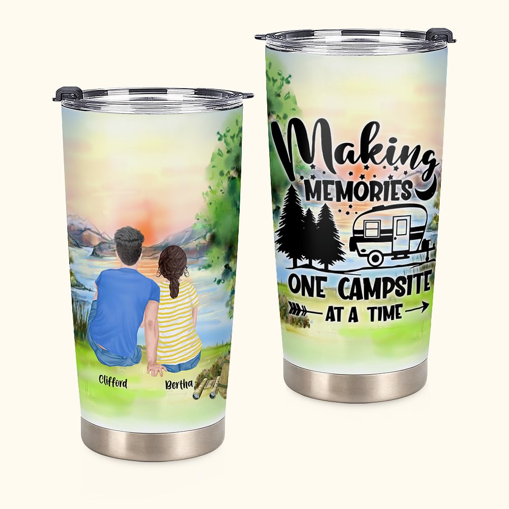 Personnalisé Famille Camping Making Memories Tumbler 20oz pour boissons chaudes et froides Cadeau d'Anniversaire