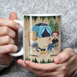 Esposo y esposa personalizados Camping Socios de por vida Taza de cerámica blanca C-tipo de mango para Pareja Camping Regalo