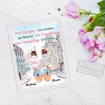 Personifierad Våra skratt är obegränsade Våra minnen är otaliga Vår vänskap är oändlig Akrylplatta Bästa vän gåva Skrivbordsprydnad