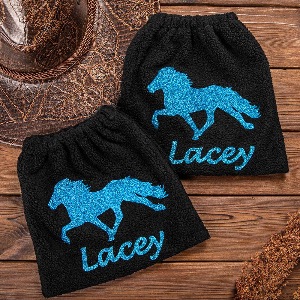 Pochette d'étriers d'équitation pailletée personnalisée avec nom Lot de 2 Protection Cadeau d'anniversaire équin pour les amoureux des chevaux