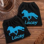 Funda para estribos de equitación personalizada con purpurina y nombre Juego de 2 fundas de protección equina Regalo de cumpleaños para los amantes de