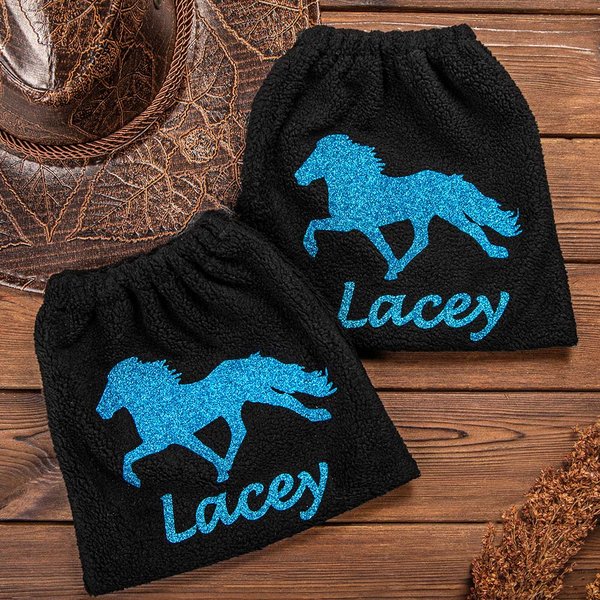 Funda para estribos de equitación personalizada con purpurina y nombre Juego de 2 fundas de protección equina Regalo de cumpleaños para los amantes de