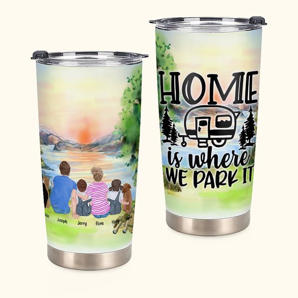 Citations de camping personnalisées Home Is Where We Park It Sunrise Background 20oz Tumbler for Daily Use (La maison est l'endroit où nous la garons)