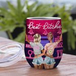 Personliga bästa bitchar här är till ett annat år av bindning över alkoholbar 12oz vin tumbler läckagesäker själssystergåva