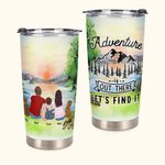 Citations Personnalisées Camping Aventure Famille avec Animaux Tumbler 20oz pour boissons chaudes et froides Cadeau d'Anniversaire