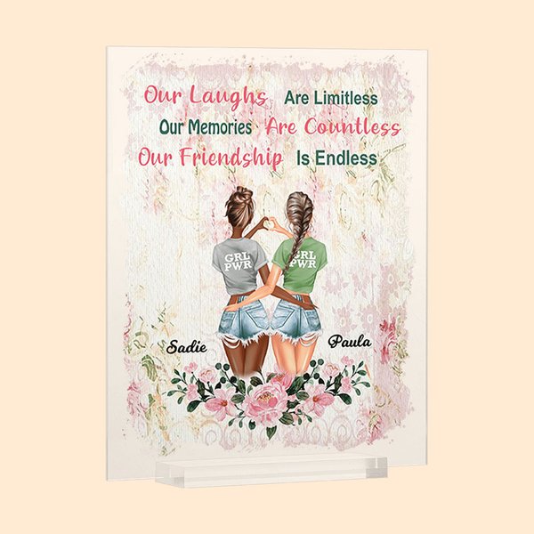 Friendship Acrylic Plaque Besties Desk Ornament