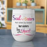 Vaso de Vino Personalizado Soul Sisters Back Side Modern Girls Bestie Regalo de Cumpleaños