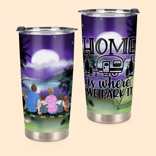 Vaso personalizado Home Is Where We Park It Moonlight Camping 20oz para uso diario Regalo de cumpleaños Regalo de aniversario