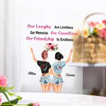 Henkilökohtainen Naurumme ovat rajattomat muistomme ovat lukemattomat Ystävyytemme on loputon Akryyli Plaque Desk Ornamentti Lahja Parhaat ystävät