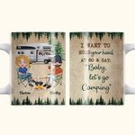 Tasse en céramique blanche personnalisée Baby Let's Go Camping Forest Travel Cadeau pour couple Anniversaire Cadeau de mariage